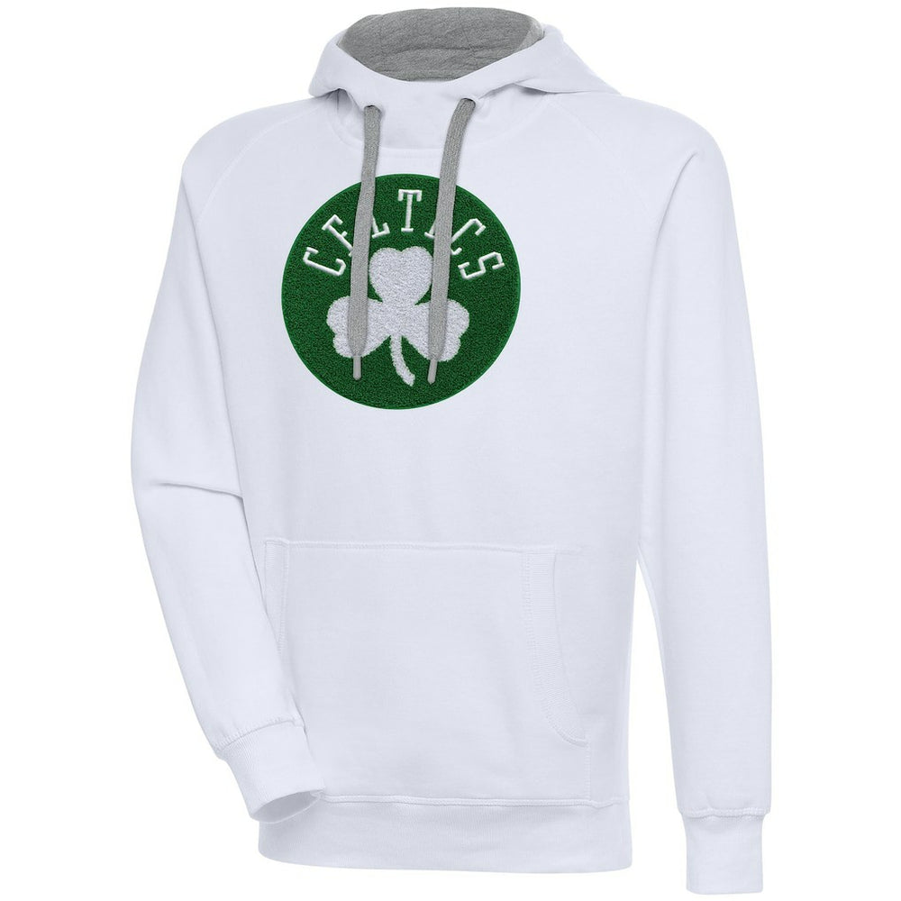 White Boston Celtics Antigua Victory Pullover Hoodie | NBA