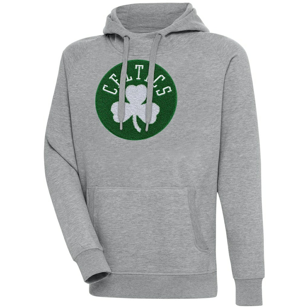 Heather Gray Boston Celtics Antigua Victory Pullover Hoodie | NBA