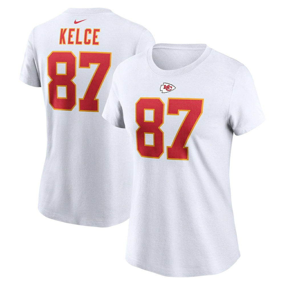 Kansas City Chiefs Travis Kelce Women's Player Name & Number T-Shirt | NFL New