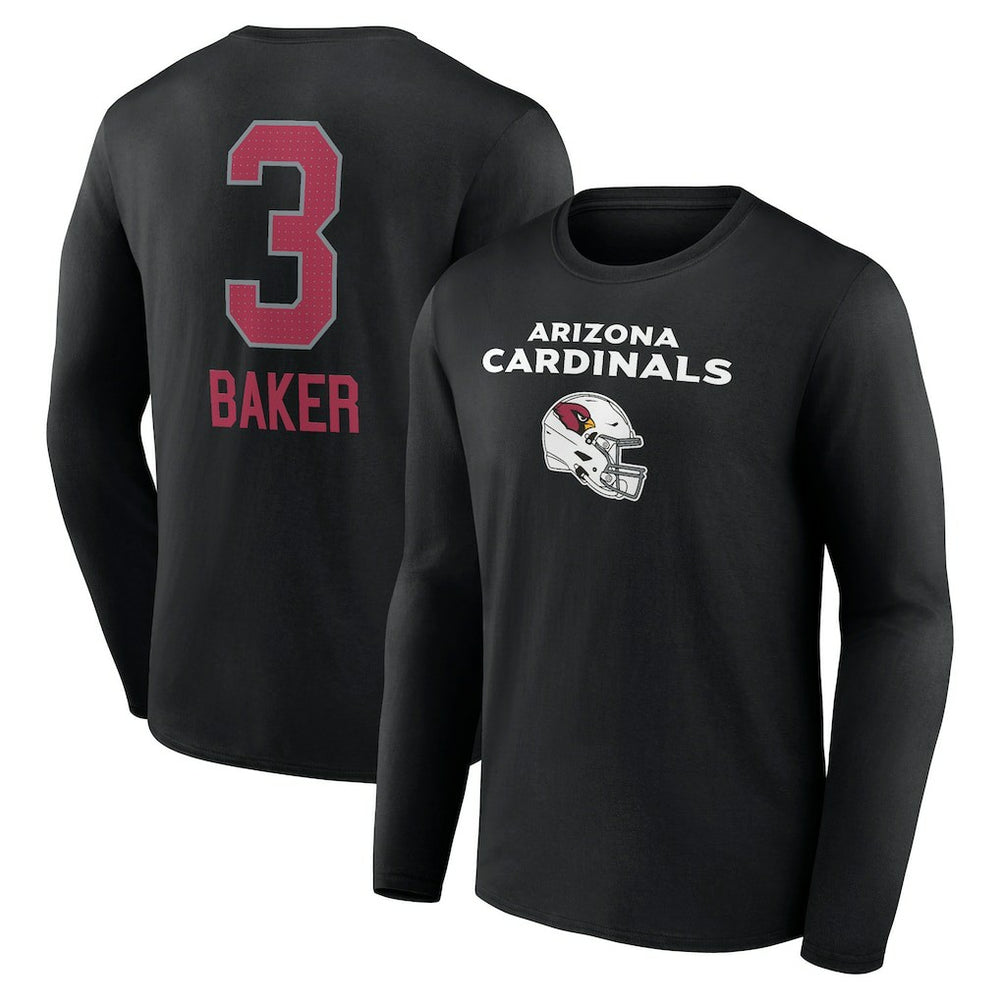 Arizona Cardinals Budda Baker Team Wordmark Player Name & Number Long Sleeve T-Shirt | NFL Outlet