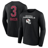 Arizona Cardinals Budda Baker Team Wordmark Player Name & Number Long Sleeve T-Shirt | NFL Outlet