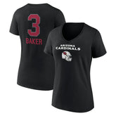 Arizona Cardinals Budda Baker Women's Team Wordmark Player Name & Number V-Neck T-Shirt | NFL Hot
