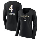 Baltimore Ravens Zay Flowers Women's Team Wordmark Player Name & Number Long Sleeve V-Neck T-Shirt | NFL Sale