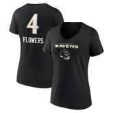 Baltimore Ravens Zay Flowers Women's Team Wordmark Player Name & Number V-Neck T-Shirt | NFL Hot