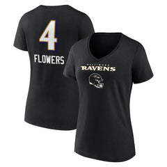 Baltimore Ravens Zay Flowers Women's Team Wordmark Player Name & Number V-Neck T-Shirt | NFL Hot