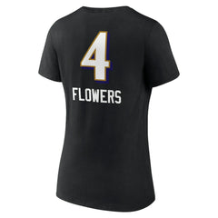 Baltimore Ravens Zay Flowers Women's Team Wordmark Player Name & Number V-Neck T-Shirt | NFL Hot