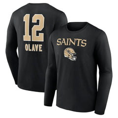 New Orleans Saints Chris Olave Team Wordmark Player Name & Number Long Sleeve T-Shirt | NFL Discount