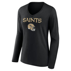 New Orleans Saints Chris Olave Women's Team Wordmark Player Name & Number Long Sleeve V-Neck T-Shirt | NFL Discount