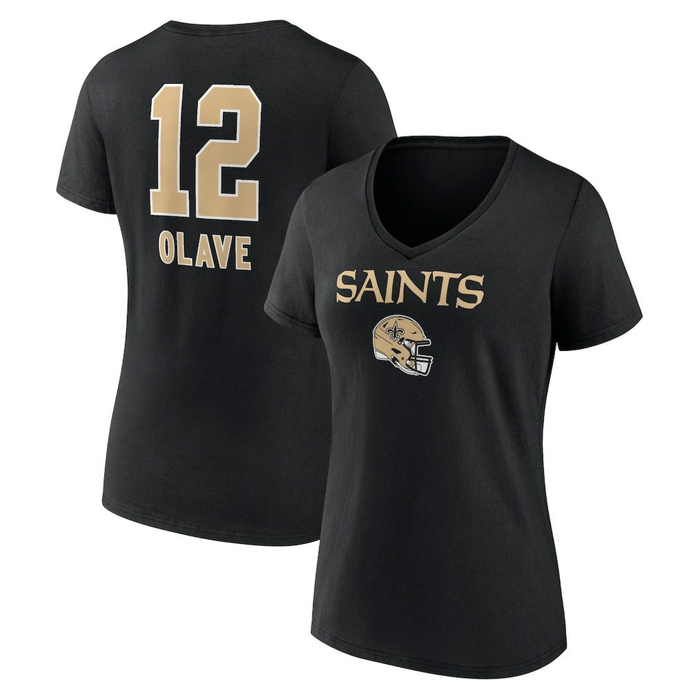 New Orleans Saints Chris Olave Women's Team Wordmark Player Name & Number V-Neck T-Shirt | NFL Near me