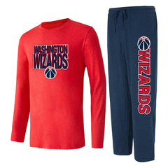 Navy/Red Washington Wizards Concepts Sport Meter Long Sleeve Top & Pants Sleep Set | NBA