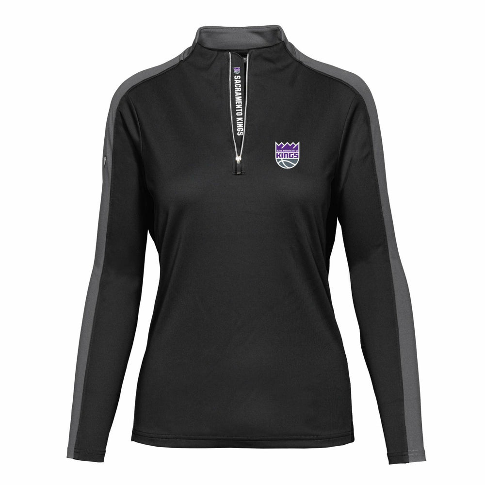 Black Sacramento Kings Levelwear Women's Remi Insignia Core Quarter-Zip Pullover Top | NBA