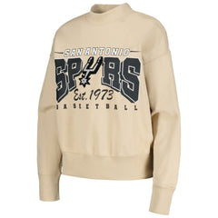 Cream San Antonio Spurs Qore Women's Oversized Cozy Mock Neck Pullover Sweatshirt | NBA
