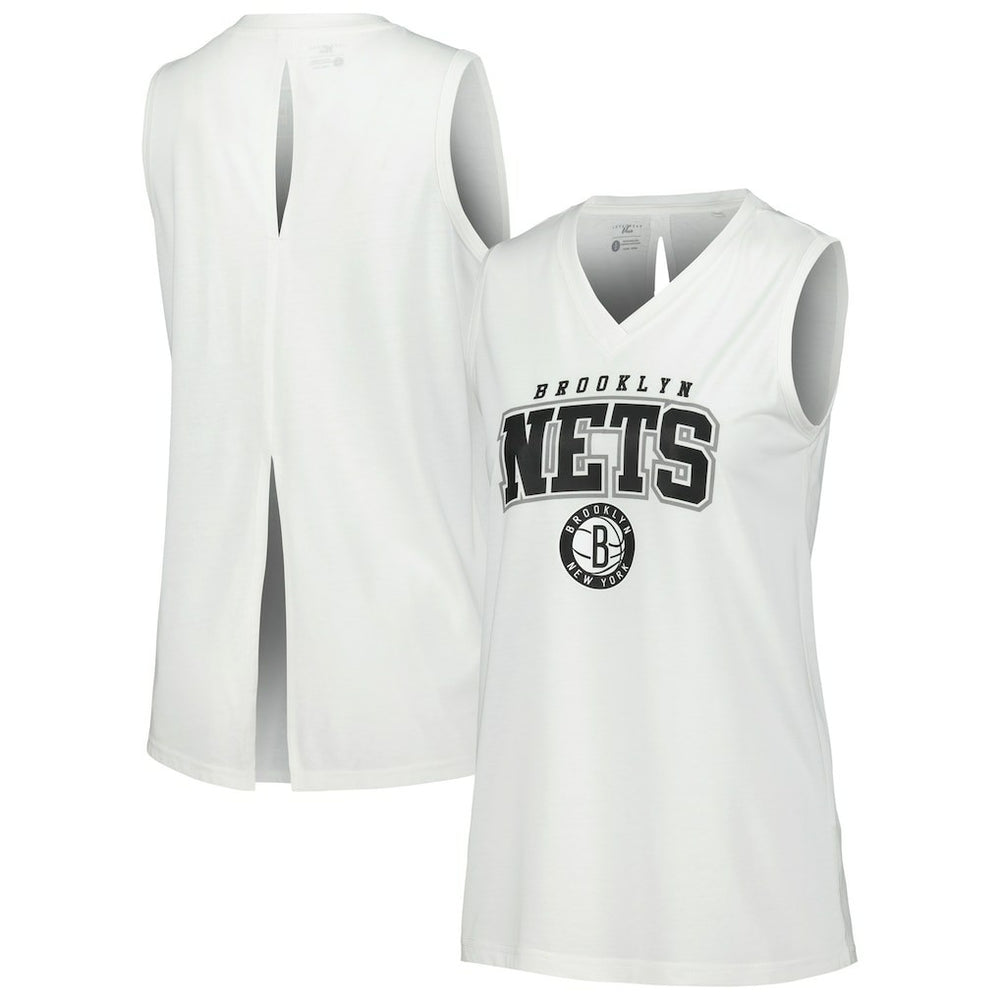 White Brooklyn Nets Levelwear Women's Paisley Peekaboo Tank Top | NBA