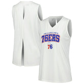 White Philadelphia 76ers Levelwear Women's Paisley Peekaboo Tank Top | NBA