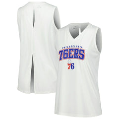 White Philadelphia 76ers Levelwear Women's Paisley Peekaboo Tank Top | NBA