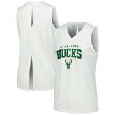 White Milwaukee Bucks Levelwear Women's Paisley Peekaboo Tank Top | NBA