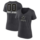 Miami Marlins Women's Personalized Monochrome Name & Number V-Neck T-Shirt - MLB T-shirts