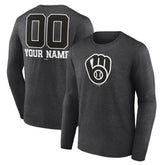 Milwaukee Brewers Personalized Monochrome Name & Number Long Sleeve T-Shirt - MLB T-shirts
