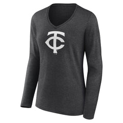 Minnesota Twins Women's Personalized Monochrome Name & Number Long Sleeve V-Neck T-Shirt - MLB T-shirts