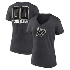 Athletics Women's Personalized Monochrome Name & Number V-Neck T-Shirt - MLB T-shirts