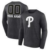 Philadelphia Phillies Personalized Monochrome Name & Number Long Sleeve T-Shirt - MLB T-shirts