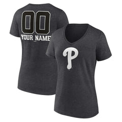Philadelphia Phillies Women's Personalized Monochrome Name & Number V-Neck T-Shirt - MLB T-shirts