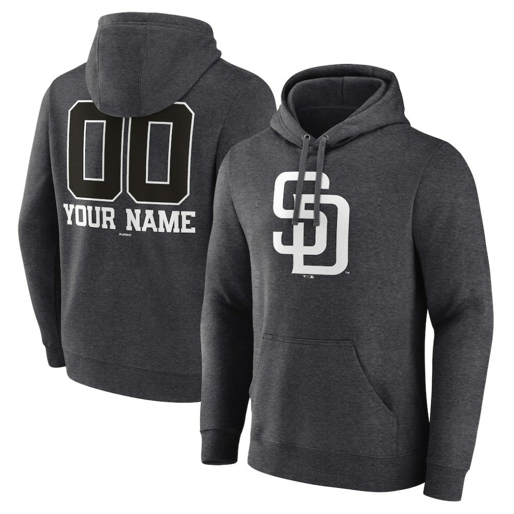 San Diego Padres Personalized Monochrome Name & Number Pullover Hoodie - MLB Hoodies