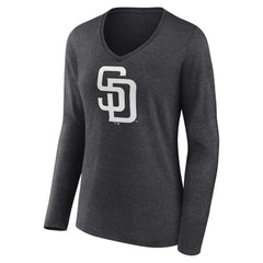 San Diego Padres Women's Personalized Monochrome Name & Number Long Sleeve V-Neck T-Shirt - MLB T-shirts