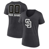 San Diego Padres Women's Personalized Monochrome Name & Number V-Neck T-Shirt - MLB T-shirts