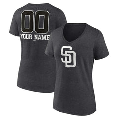 San Diego Padres Women's Personalized Monochrome Name & Number V-Neck T-Shirt - MLB T-shirts