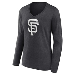 San Francisco Giants Women's Personalized Monochrome Name & Number Long Sleeve V-Neck T-Shirt - MLB T-shirts