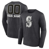 Seattle Mariners Personalized Monochrome Name & Number Long Sleeve T-Shirt - MLB T-shirts