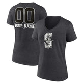 Seattle Mariners Women's Personalized Monochrome Name & Number V-Neck T-Shirt - MLB T-shirts