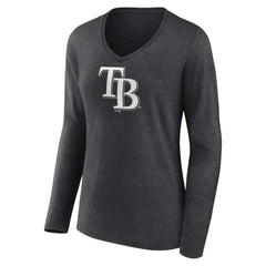 Tampa Bay Rays Women's Personalized Monochrome Name & Number Long Sleeve V-Neck T-Shirt - MLB T-shirts