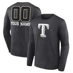 Texas Rangers Personalized Monochrome Name & Number Long Sleeve T-Shirt - MLB T-shirts