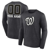 Washington Nationals Personalized Monochrome Name & Number Long Sleeve T-Shirt - MLB T-shirts