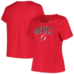 New Jersey Devils Profile Women's Plus Size Arch Over Logo T-Shirt - NHL T-shirts