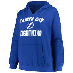 Tampa Bay Lightning Profile Women's Plus Size Arch Over Logo Pullover Hoodie - NHL Hoodies