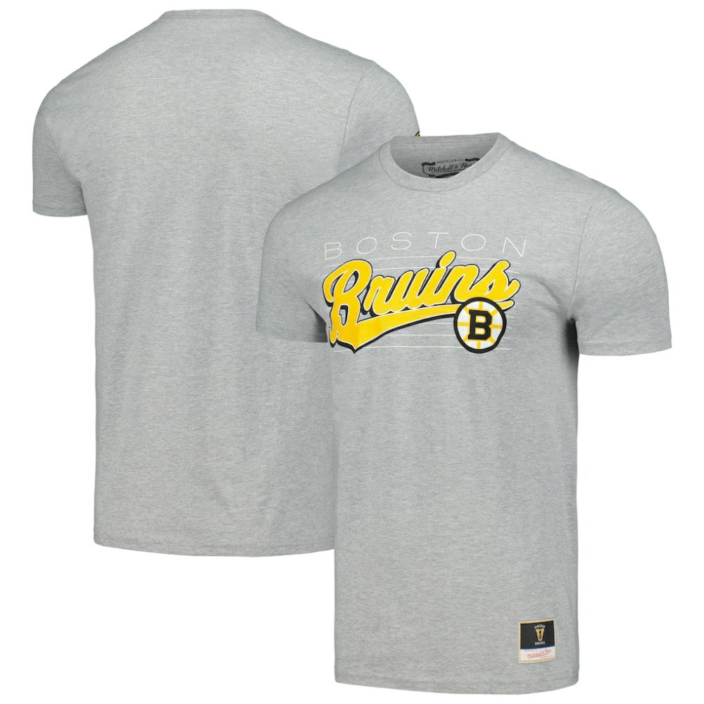 Boston Bruins Mitchell & Ness 100th Anniversary Script Sweep T-Shirt - NHL T-shirts