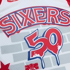 White Philadelphia 76ers x Tats Cru Hardwood Classics Fashion Jersey sale | NBA