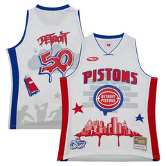 White Detroit Pistons x Tats Cru Hardwood Classics Fashion Jersey sale | NBA
