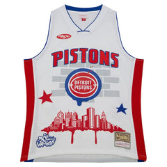 White Detroit Pistons x Tats Cru Hardwood Classics Fashion Jersey sale | NBA