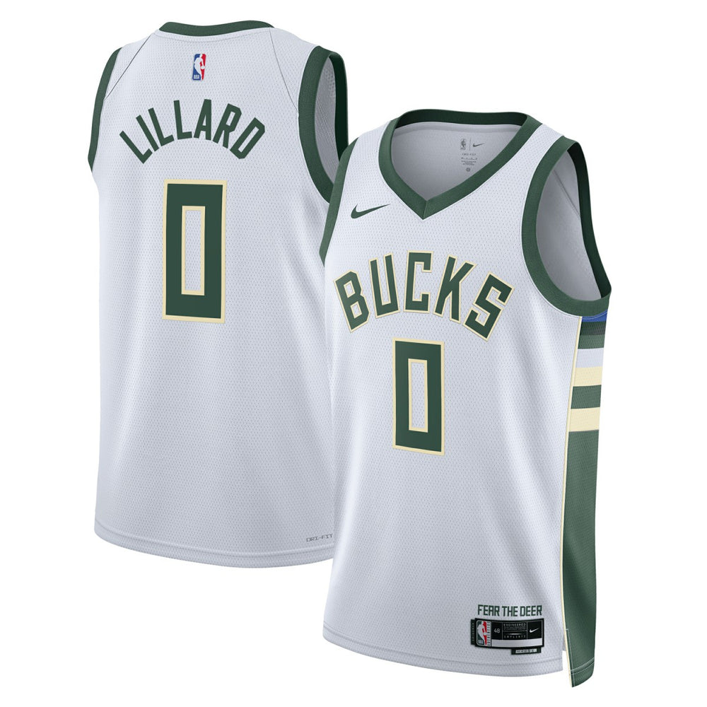 White Damian Lillard Milwaukee Bucks Unisex Fear The Deer Swingman Player Jersey | NBA