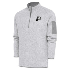 Heather Gray Indiana Pacers Antigua Metallic Logo Fortune Quarter-Zip Jacket | NBA