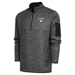 Heather Black New York Knicks Antigua Metallic Logo Fortune Quarter-Zip Jacket | NBA