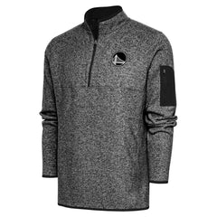 Heather Black Golden State Warriors Antigua Metallic Logo Fortune Quarter-Zip Jacket sale | NBA