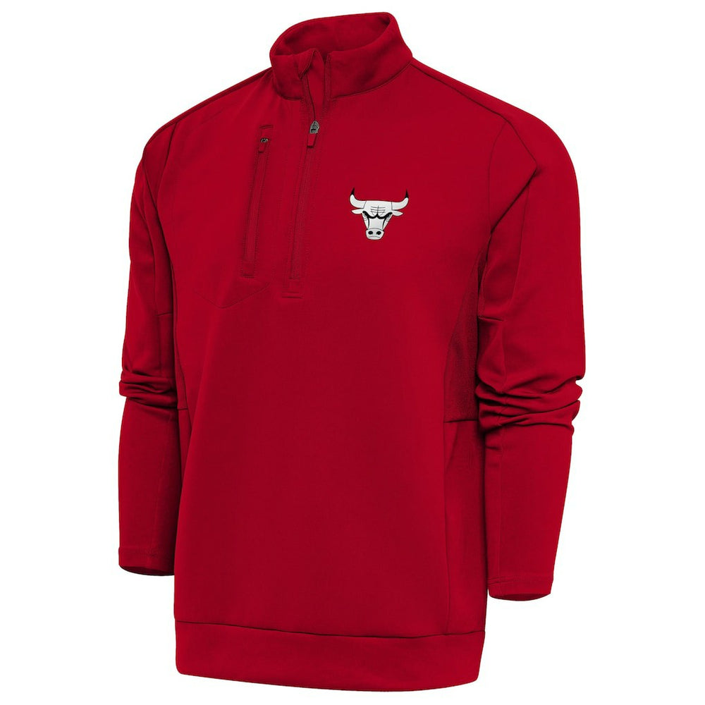 Red Chicago Bulls Antigua Metallic Logo Generation Quarter-Zip Top | NBA