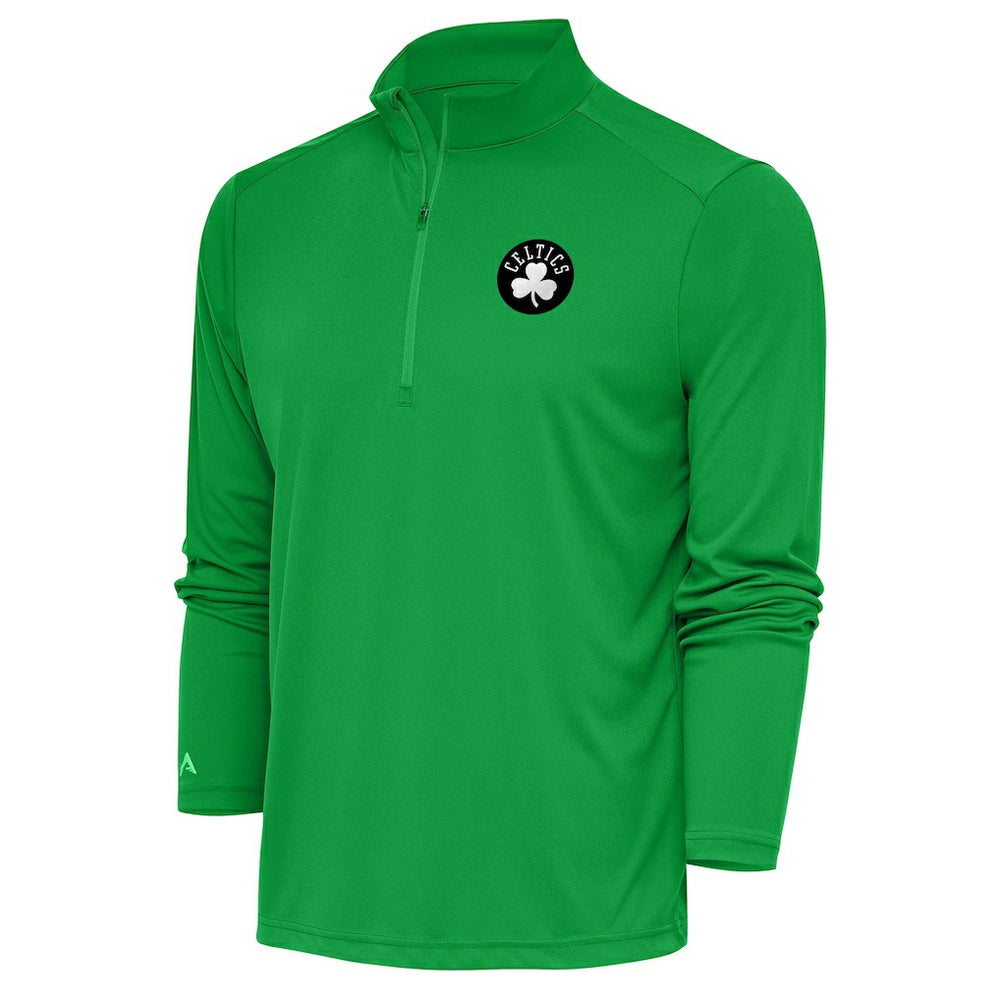 Kelly Green Boston Celtics Antigua Metallic Logo Tribute Quarter-Zip Top | NBA