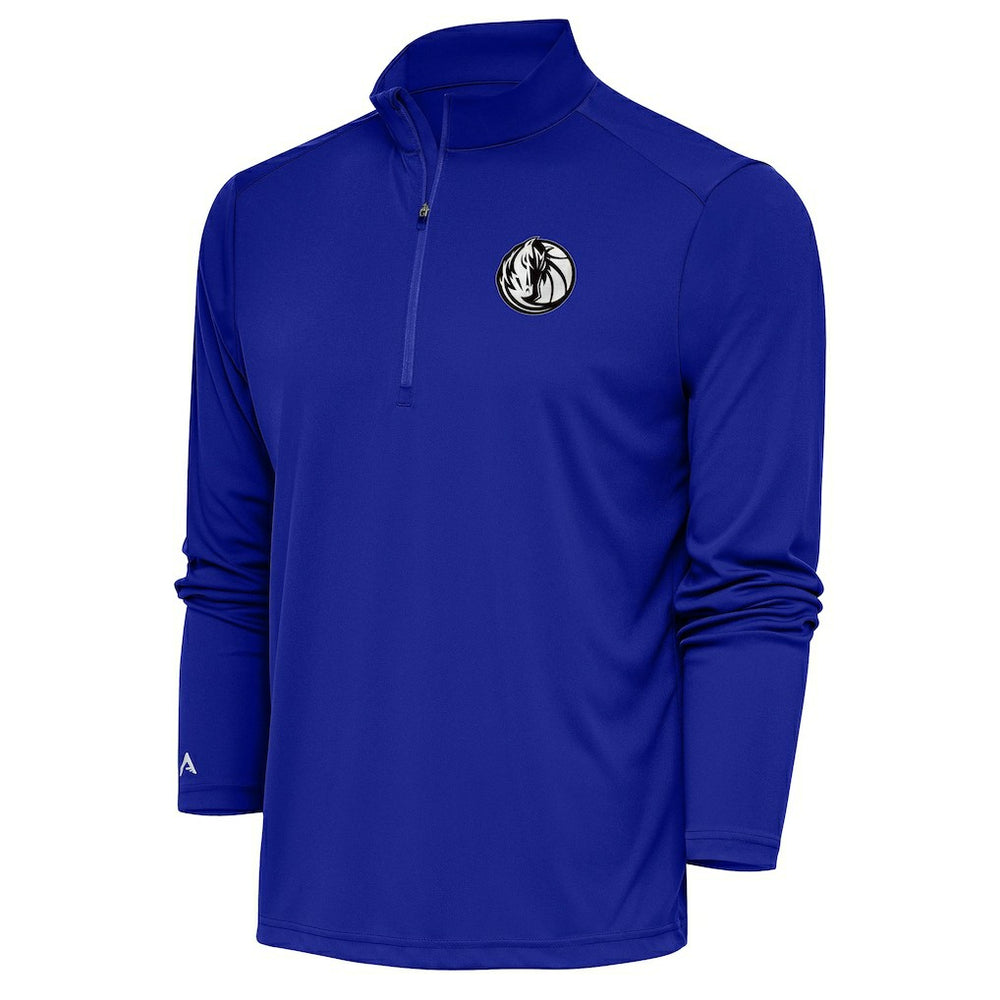 Blue Dallas Mavericks Antigua Metallic Logo Tribute Quarter-Zip Top sale | NBA