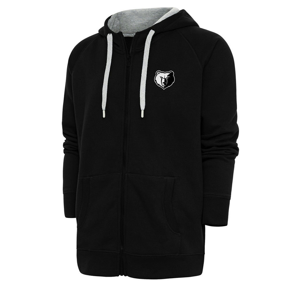Black Memphis Grizzlies Antigua Metallic Logo Victory Raglan Full-Zip Hoodie | NBA